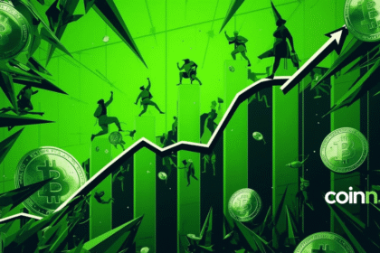 Wykres cen Bitcoina i Ethereum w bull market 2025 z tłem pokazującym wzrost rynku kryptowalut i akcji, z logo Coinn.pl w rogu.